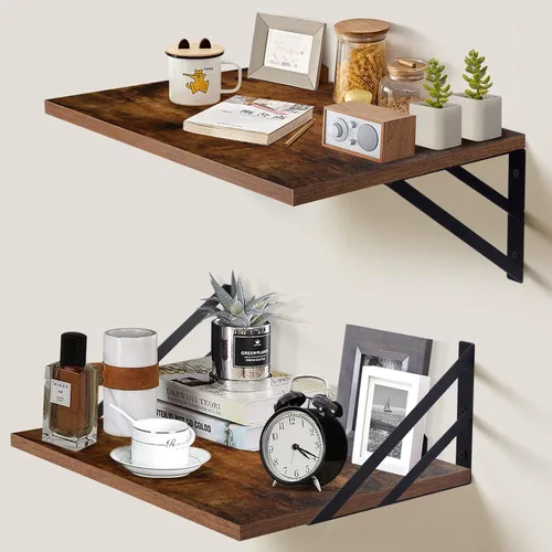 Miniatura 13 de Tectocker-DOU 2 estantes flotantes profundos; estantes colgantes montados en la pared para sala de estar, cocina, oficina, baño y decoración de Negro