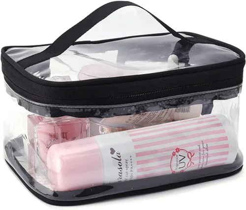 Miniatura 3 de Bolsa de maquillaje con cremallera impermeable portátil bolsa de almacenamiento de viaje 2 uds., Negro -, Pvc