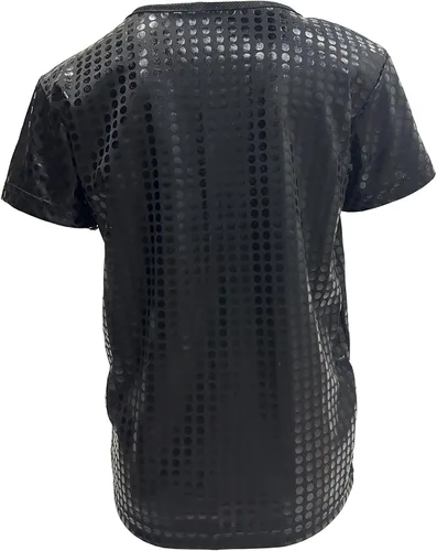 Miniatura 2 de Camiseta brillante de manga corta para niños y niñas, estilo hip hop, jazz, danza, festival, fiesta, blusa suelta