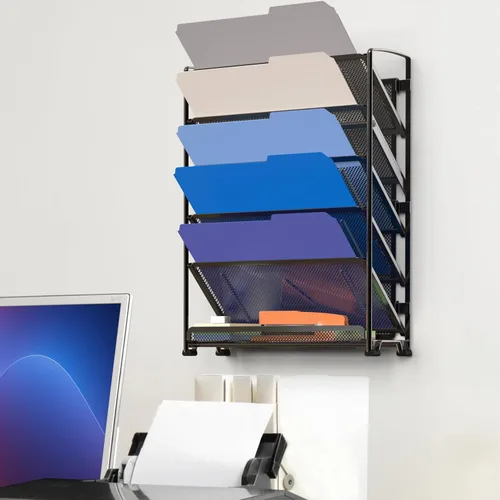 Miniatura 2 de Simple Houseware Organizador de documentos y cartas para montar en pared, de 6 niveles, negro