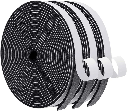 MAGZO Burlete Sello para Puerta, 1/2 Pulgada de Ancho X 1/8 Pulgada de Grosor Cinta de Espuma Adhesiva Burlete Insonorizado para Ventanas, 3 Rollos