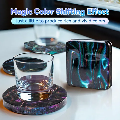 Miniatura 4 de LET'S RESIN Copos de camaleón, suministros de resina, pigmento intenso de cambio de color para moldes de resina/vasos, pigmento en polvo cromado