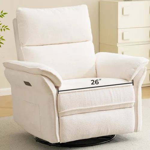 Miniatura 22 de Rocking Chair Nursery with Adjustable Headrest,Manual Swivel Rocker Recliner Nursery Chair with Overstuffed Armrest,Glider Rocker Recliner for