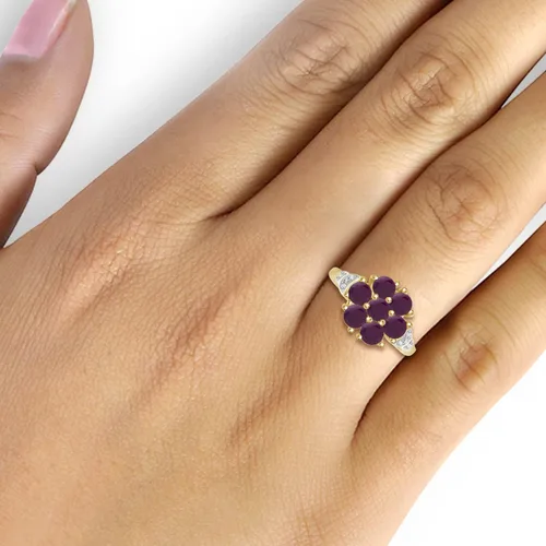 Miniatura 3 de JEWELEXCESS Anillo de diamantes blancos de rubí y acento de 2.30 CTW en oro de 14 quilates sobre plata