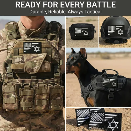 Miniatura 4 de Paquete de 2 parches de bandera de Israel con la bandera estadounidense, parches bordados de moral israelí de Estados Unidos para mochila táctica