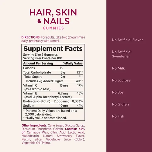 Miniatura 5 de Gomitas con biotina y vitaminas para el cabello, la piel y las uñas de Nature's Optimal Solutions, 200