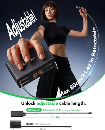 Miniatura 8 de Cargador retráctil 8 en 1 para múltiples dispositivos Apple Samsung, estación de carga de 105 W, USB c Gan Usbc, enchufe de pared de cargador rápido
