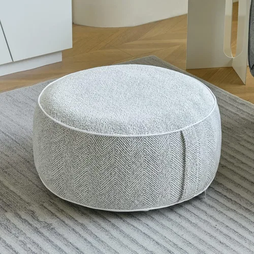 Miniatura 3 de Puf inflable otomano, 21 x 10 pulgadas, relleno otomano de chenilla con forro de PVC inflable, reposapiés con mango portátil, almohada redonda