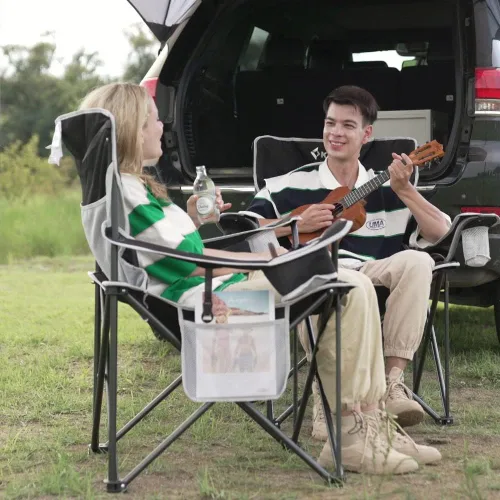 Miniatura 8 de KingCamp Silla plegable portátil para camping, asiento totalmente acolchado con bolsillo lateral y soporte para tazas, para portones traseros