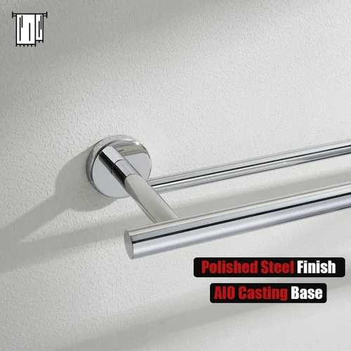 Miniatura 8 de JQK Toallero cromado, 27 pulgadas, acero inoxidable 304 de grosor de 0.031 in, doble toallero para baño, toallero cromado pulido, montaje en pared