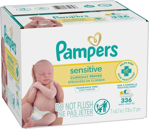 Miniatura 9 de Pampers Toallitas para bebés sensibles, a base de agua, hipoalergénicas y sin perfume, 504 en total (6 paquetes abatibles)