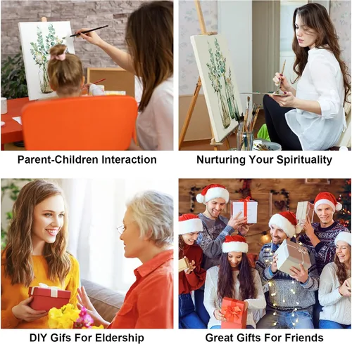 Miniatura 5 de Ginkko Kit de pintura por números para adultos, principiantes y niños de 8 a 12 años con marco de madera, fácil acrílico sobre lienzo de 8 x 12