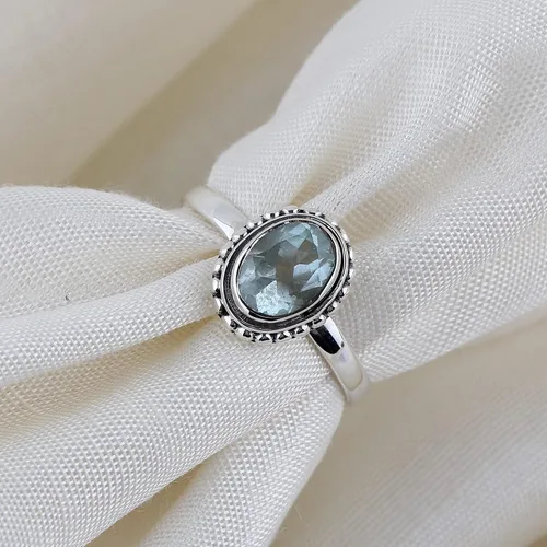 Miniatura 19 de 925 Sterling Silver Designer Ring Natural Gemstones & Brilliant Stones Handmade Bohemian Jewelry Healing Crystals Birthday Elegant Promise