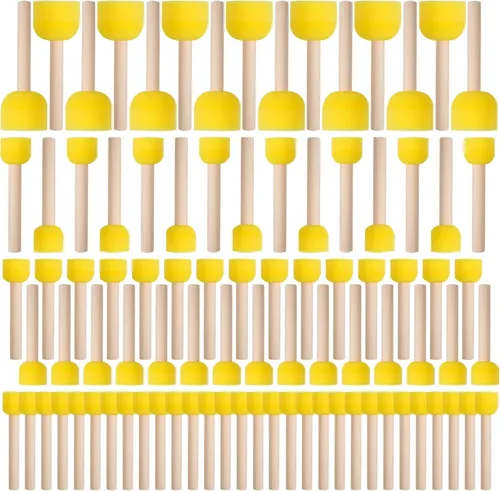 vivinin Juego de 90 pinceles de esponja redondos, pinceles de esponja redondos para pintar, esponjas de pintura para pintura acrílica, herramientas