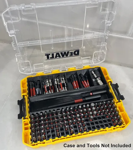 Miniatura 3 de TOOLCRAFT3D Soporte de brocas de impacto diseñado para DEWALT Medium ToughCase (7 compartimentos + 120 bits) Solo inserto (negro)