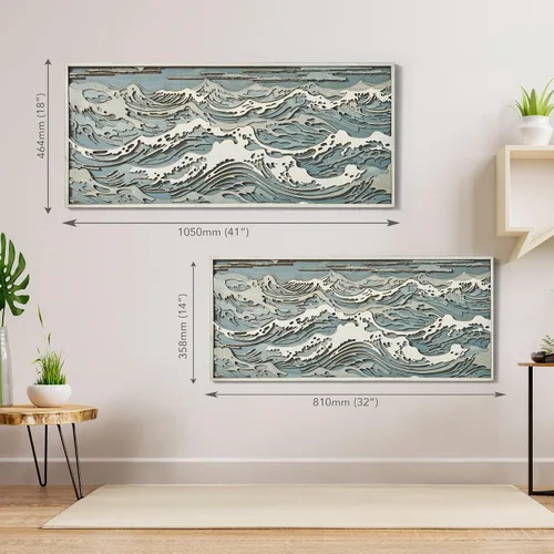 Miniatura 9 de NEODECO Decoración de pared de ondas de madera paramétrica, escultura de pared de madera 3D, arte de pared de madera de olas en el océano