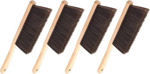 Miniatura 3 de ULTECHNOVO Cepillo de barrido de cama con asa, cepillo de cerdas suaves para sofá, muebles, oficina, escritorio, limpieza, ligero, juego de 3 Marrón