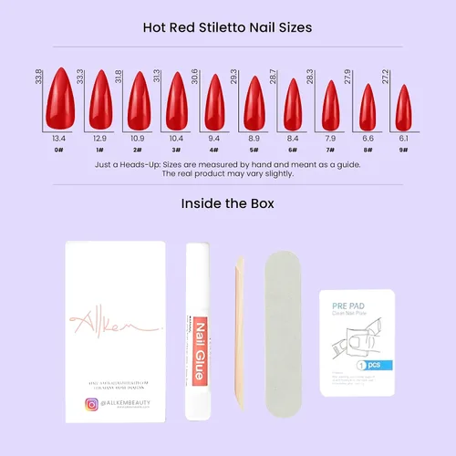 Miniatura 7 de Allkem - Uñas de presión de color solido, extra largas, estilo cónico, bailarina, cobertura total de uñas