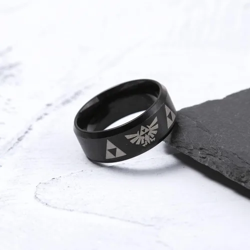 Miniatura 2 de Anillo de acero inoxidable para hombres, collar con colgante triangular, juego de joyas de cosplay para entusiastas
