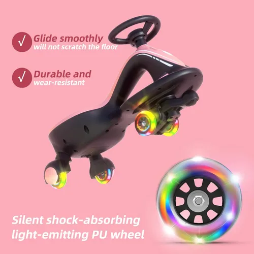 Miniatura 5 de XJD 6V Auto eléctrico oscilante de juguete montable, coche oscilante recargable de 2 en 1 con batería, luz antivuelco, rueda con luces LED coloridas