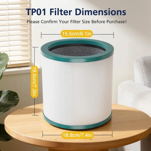 Miniatura 7 de TP01 Filtro de aire HEPA de repuesto compatible solo con los modelos Dyson Tower Purifier Pure Cool Link TP01, TP02, TP03, AM11, BP01, repuesto