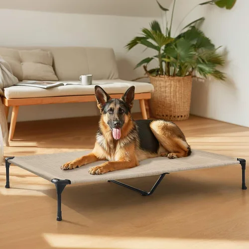 Miniatura 8 de Veehoo Outdoor Elevated Dog Bed for Large Dogs, Cooling Raised Dog Cot Off Ground Hammock Pet Beds with Breathable Mesh, No-Slip Feet, 50"x32