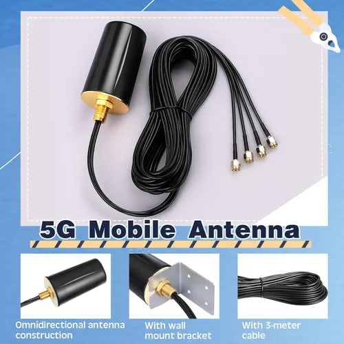 Miniatura 3 de FairySandy 5 unids 5G antena móvil 4x4 MIMO omnidireccional LTE Antena externa con SMA macho a hembra adaptador de ángulo recto para aumentar