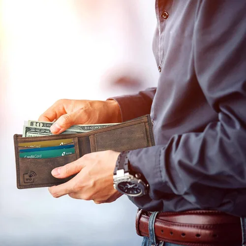 Miniatura 4 de Moonster Cartera de cuero para hombre con bloqueo RFID mantiene el efectivo y las tarjetas seguros organizados y de fácil acceso carteras delgadas