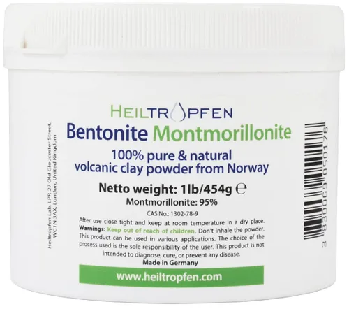 Miniatura 2 de Bentonita Montmorillonita en polvo, 1 libra, ULTRA FINO, contenido de montmorillonita: 95%, polvo mineral natural. Heiltropfen®