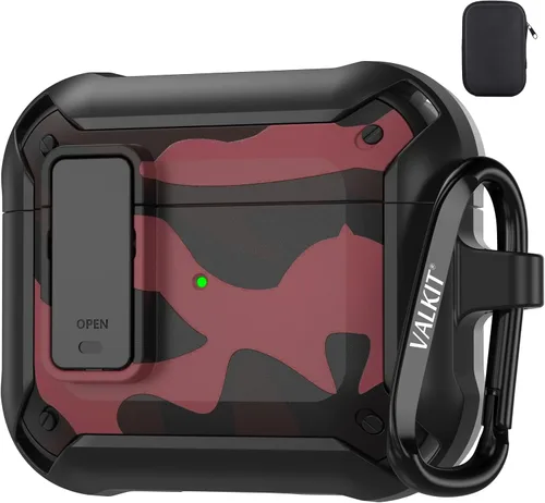 Miniatura 26 de Valkit Funda para Airpods para hombres con cerradura, funda de cuerpo completo con llavero para AirPods de Apple a prueba de golpes, funda