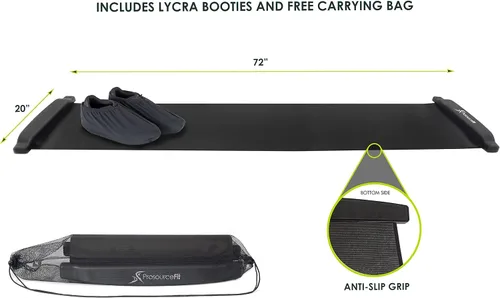 Miniatura 3 de ProsourceFit Slide Board Mat for Exercise 6’ with End Stops, Booties & Carrying Bag for Low-Impact Indoor Home Workouts and Sports Training