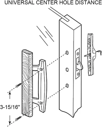 Miniatura 3 de ALLYWASAI Juego de manijas de puerta corrediza de patio con cerradura de embutir, cilindro de llave y placa frontal, juego de cerradura de mango