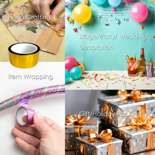 Miniatura 6 de Cinta adhesiva reflectante para manualidades, cinta adhesiva con brillo gráfico, para proyectos de bricolaje, arte DIY, embalaje navideño