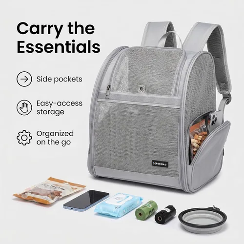 Miniatura 5 de Mochila Transportadora para Gatos para Perros Pequeños y Gatos Medianos, Cachorro, Gatito, Conejo, Mochila Transportadora de Mascotas Plegable