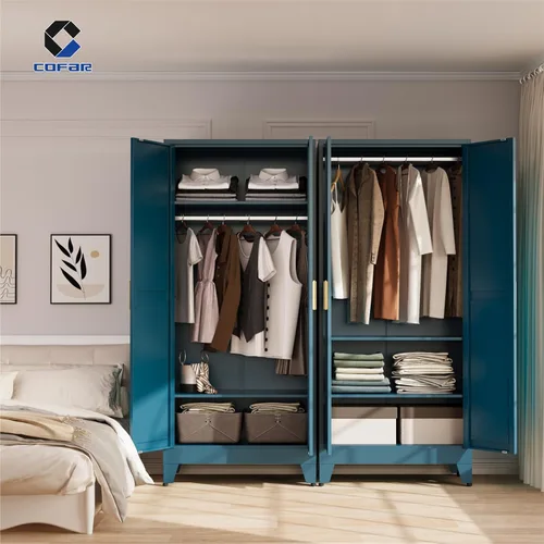 Miniatura 2 de COFaR Armario de metal de 71 pulgadas, armario de acero con barra ajustable para colgar y estantes, 2 puertas de almacenamiento para dormitorio