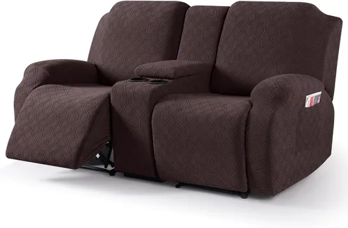 Miniatura 18 de VANSOFY Funda de sofá reclinable con consola central, funda elástica para sofá reclinable de 2 asientos, funda de sofá reclinable de jacquard