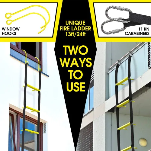 Miniatura 5 de Escalera de escape de incendios de 3 pisos de 25 pies Escalera de cuerda para casas del tercer piso Portátil, plegable y compacta Escaleras