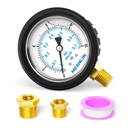 Miniatura 26 de MEANLIN MEASURE - Manómetro de acero inoxidable, relleno de líquido, esfera con cara de 2.5 pulgadas, NPT de 1/4 de pulgada, agua, aceite y gas