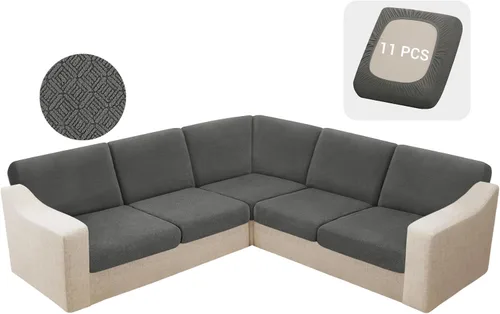 Miniatura 13 de HDCAXKJ - Fundas impermeables para cojín de sofá modular, fundas elásticas para cojín de sofá de esquina, fundas protectoras de muebles de jacquard