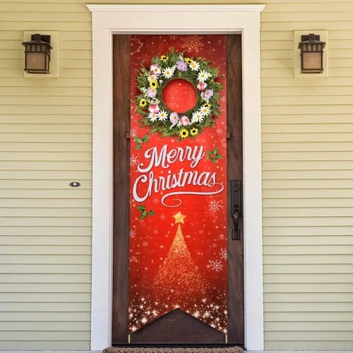 Miniatura 3 de Cartel de puerta de Feliz Navidad. Letrero colgante de porche delantero de Navidad, decoración al aire libre, jardín exterior, pared interior, patio