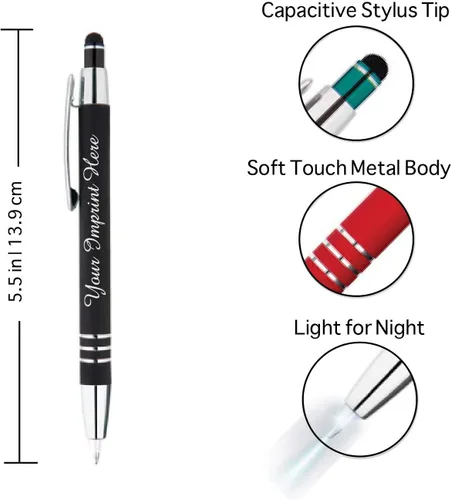 Miniatura 2 de ExpressDesigns™ - Set de regalo de bolígrafos personalizados - Paquete de 2 Linterna LED de metal suave al tacto con caja de regalo Bolígrafo