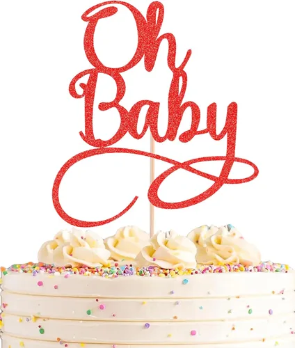 Miniatura 9 de Oh Baby Cake Topper – Suministros de decoración de pastel de fiesta de cumpleaños con purpurina negra, para baby shower/revelación de género, fiesta