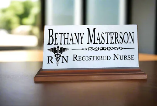 Miniatura 3 de Placa de nombre de escritorio personalizada y regalo para enfermeras registradas - Placa de nombre personalizada para escritorio o estante - Mármol