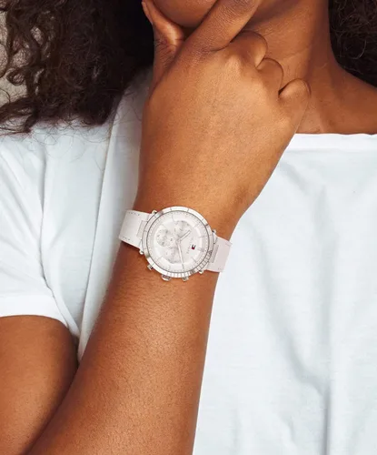 Miniatura 5 de Tommy Hilfiger Qtz Multifunción de acero inoxidable y correa de cuero para mujer color blanco Modelo 1782352 Blanco Reloj de cuarzo