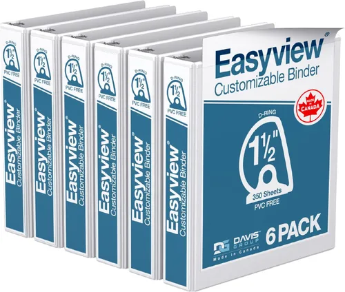 Miniatura 11 de Easyview - Carpetas prémium de 3 anillas con cubiertas transparentes y anillos en D, carpetas para escuela u oficina, 5 pulgadas, paquete de 4