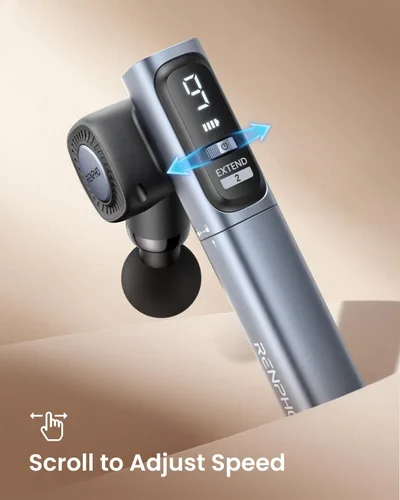 Miniatura 4 de RENPHO Pistola de masaje plegable con mango de extensión para espalda, regalo del día del padre, ángulo ajustable de 0-90°, apto para FSA
