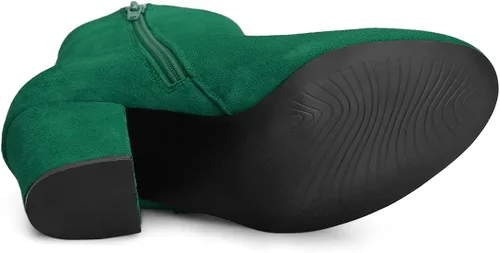 Miniatura 5 de Allegra K Botines de tacón grueso con cremallera lateral y punta redonda para mujer