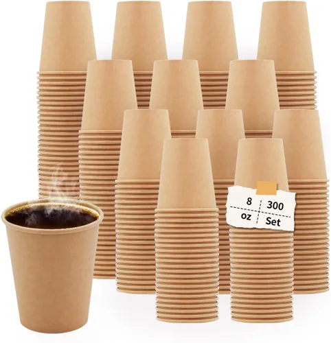 Miniatura 12 de Vasos de papel kraft de 12 onzas, 200 unidades, desechables para bebidas de café frío y caliente, para picnic y vida cotidiana, oficina y viajes