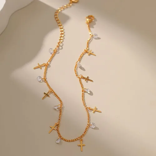 Miniatura 46 de Tobillera para mujer, chapada en oro de 18 quilates, tobillera con dije de oro, impermeable, para verano, playa, cadena de pie, joyería para regalos