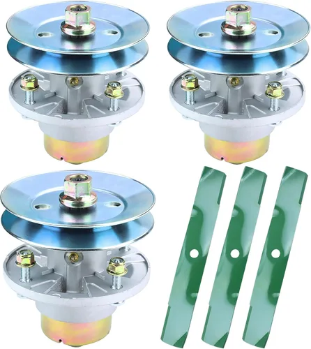 Miniatura 15 de Conjunto de husillo AM144608 previamente engrasado con polea de husillo UC20697 para John Deere X330 X350 X354 X370 X380 X384 X390 X394 X570 X580